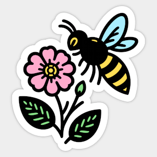 Bee with Flower Sticker